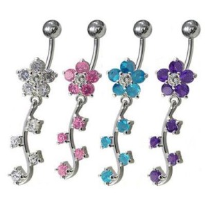 Stříbrný piercing do pupíku - kytička