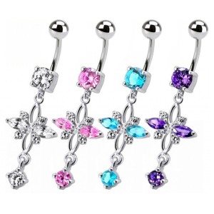 Stříbrný piercing do pupíku - kytička