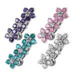 Stříbrný piercing do pupíku se štítem - kytičky (růžová)