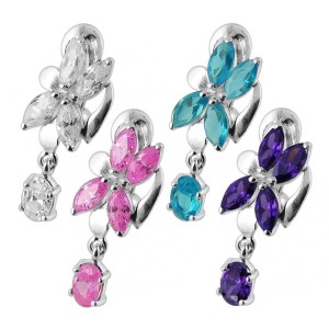 Stříbrný piercing do pupíku se štítem - obrácený