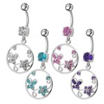 Stříbrný piercing do pupíku (tyrkysová)