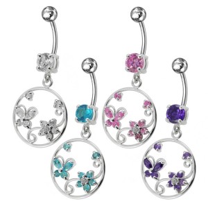 Stříbrný piercing do pupíku