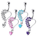 Stříbrný piercing do pupíku - srdíčko (růžová)