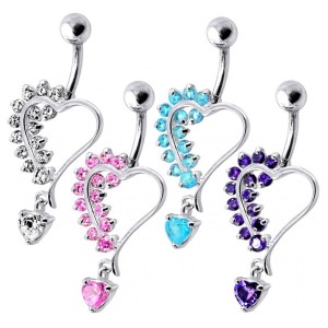 Stříbrný piercing do pupíku - srdíčko