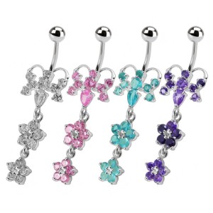 Stříbrný piercing do pupíku - motýlek