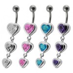 Stříbrný piercing do pupíku - srdíčka (tyrkysová)