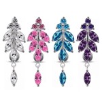 Stříbrný piercing do pupíku (fialová)