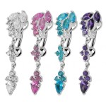 Stříbrný piercing do pupíku (růžová)