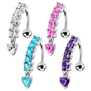 Stříbrný piercing do pupíku - obrácený