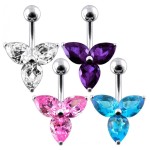 Stříbrný piercing do pupíku - kytička (čirá)