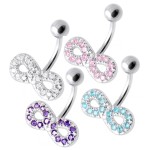 Stříbrný piercing do pupíku - nekonečno (čirá)