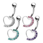 Stříbrný piercing do pupíku - srdce (čirá)