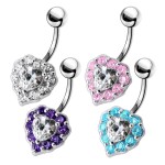 Stříbrný piercing do pupíku - srdce (tmavě fialová)