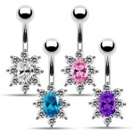 Stříbrný piercing do pupíku (čirá/čirá)