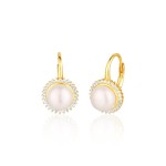 Stříbrné zlacené náušnice s perlou a zirkony