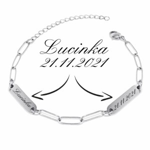 Personalizovaný ocelový náramek se dvěma destičkami