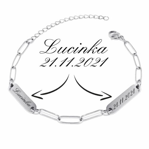 Personalizovaný ocelový náramek se dvěma destičkami