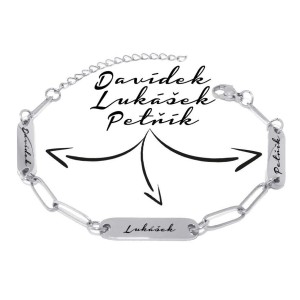 Personalizovaný ocelový náramek se třemi destičkami