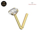 Zlatý piercing do nosu, MOISSANIT, Au 585/1000