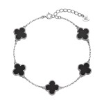 Stříbrný náramek čtyřlístky pinolit 13089.3