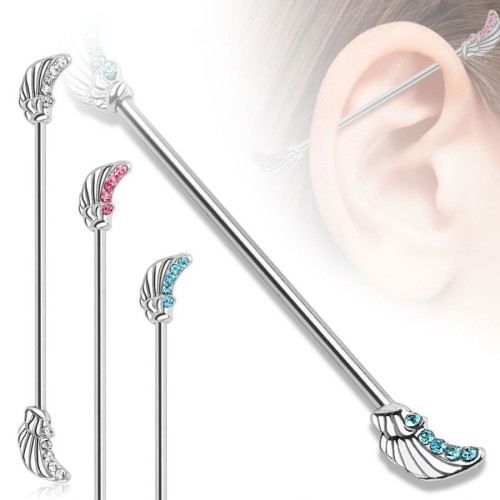 Činka industrial chirurgická ocel křídla HWBI12 (růžová)