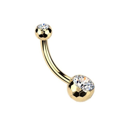 Zlacený percing do pupíku banánek malý - TITAN, kuličky 4 a 6 mm