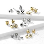 Zlacené titanové náušnice kuličky