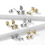 Zlacené titanové náušnice kuličky 5 mm