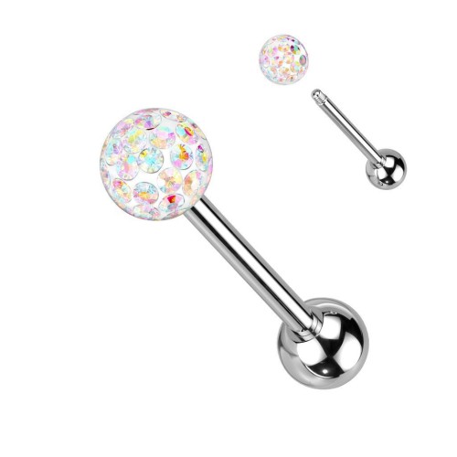Piercing do jazyka s krystaly Crystals From Swarovski (růžová)