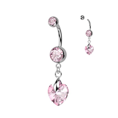 Piercing do pupíku - srdíčko (růžová)