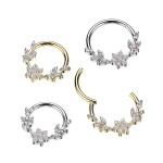 Ocelový septum piercing kytička s lístky (1,2 x 8 mm)