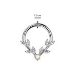 Zlacený ocelový septum piercing větévka s lístky (1,2 x 10 mm)