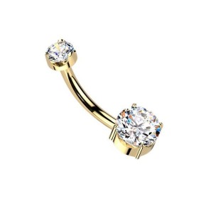 Luxusní zlacený piercing do pupíku s Moissanity 1,05ct, TITAN