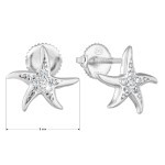 Stříbrné náušnice pecka se zirkonem bílá hvězdice 11292.1