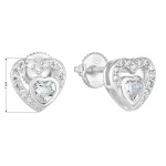 Stříbrné náušnice pecka se zirkonem bílé srdce 11288.1