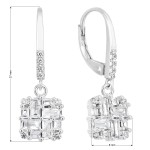 Stříbrné náušnice visací se zirkonem bílý kosočtverec 11297.1