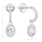 Stříbrné náušnice visací se zirkonem bílý ovál 11228.1