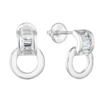 Stříbrné náušnice visací se zirkonem v bílé barvě 11257.1
