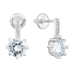 Stříbrné náušnice visací se zirkonem v bílé barvě 11279.1