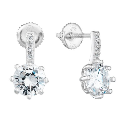 Stříbrné náušnice visací se zirkonem v bílé barvě 11279.1