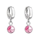 Stříbrné visací náušnice kroužky se Swarovski krystalem 31300.3 rose