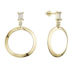 Stříbrné náušnice visací kruh a zirkon 11725.1
