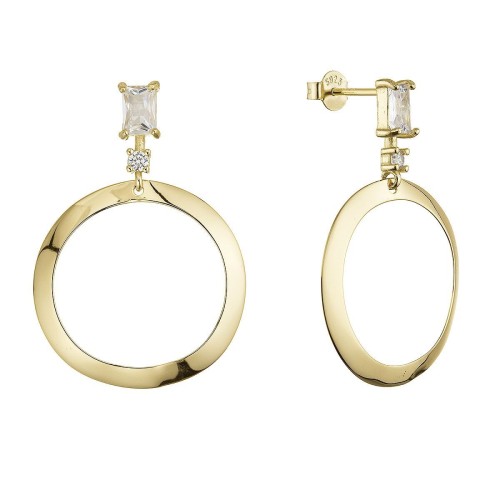 Stříbrné náušnice visací kruh a zirkon 11725.1