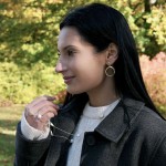 Stříbrné náušnice visací kruh a zirkon 11725.1