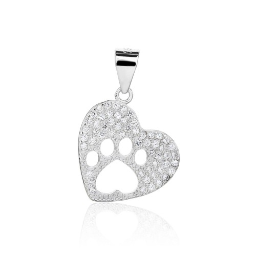 Stříbrný přívěsek srdce - psí tlapka