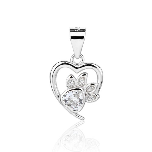 Stříbrný přívěsek srdíčko s tlapkou