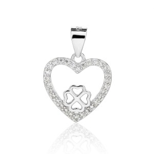 Stříbrný přívěsek srdce a čtyřlístek