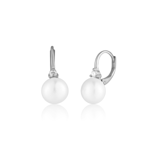 Stříbrné náušnice s perlou a zirkonem