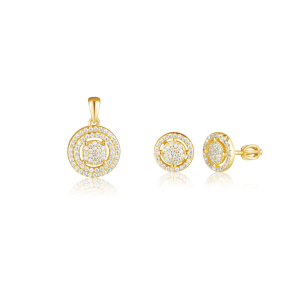 Stříbrná zlacená souprava šperků se zirkony