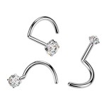 Luxusní piercing do nosu s Moissanit 0.03ct (2mm), TITAN